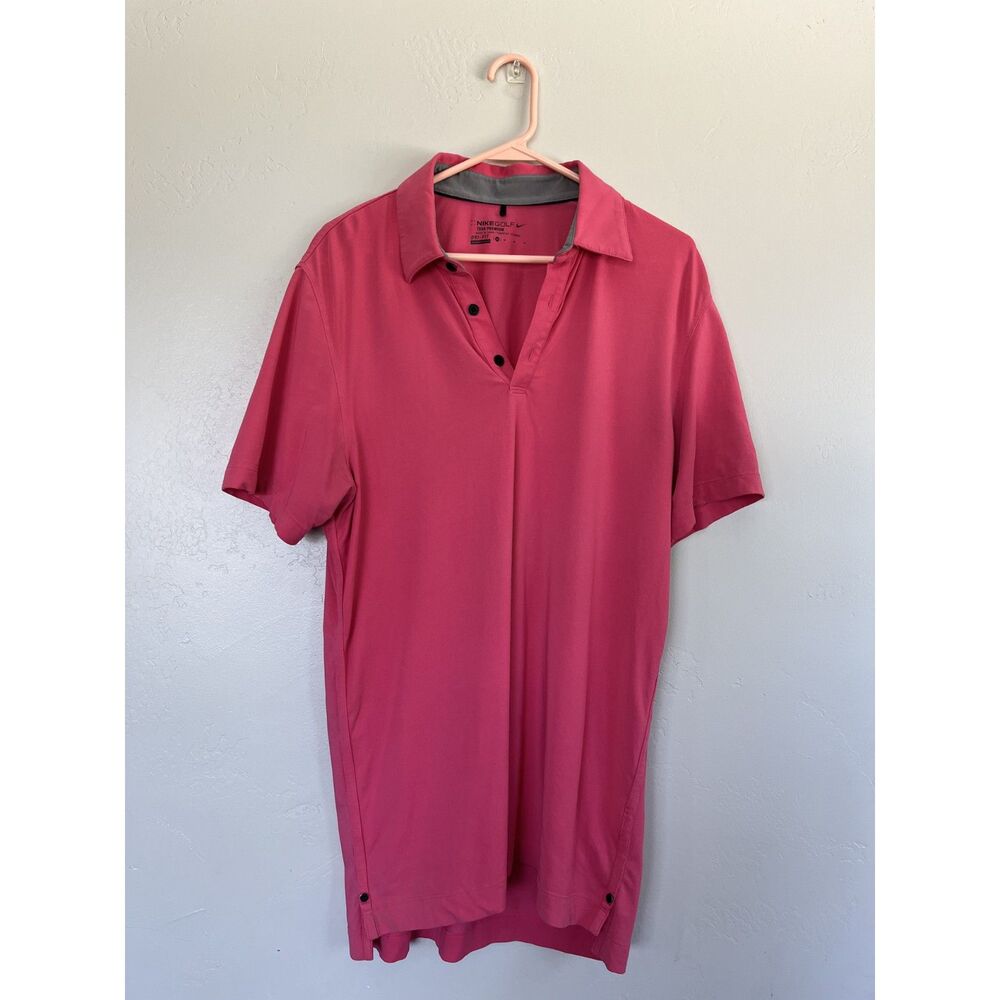 Nike Golf Dri FIT Tour Premium Men's Short Sleeve Polo Shirt Pink Size Medium